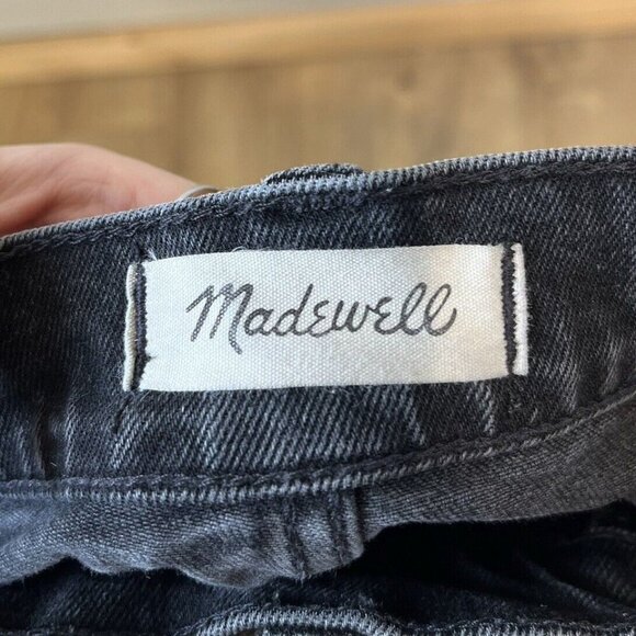 MADEWELL Jeans PERFECT VINTAGE STRAIGHT Black Grey Raw Hem SZ 27 Minimalist Stap - Picture 11 of 12